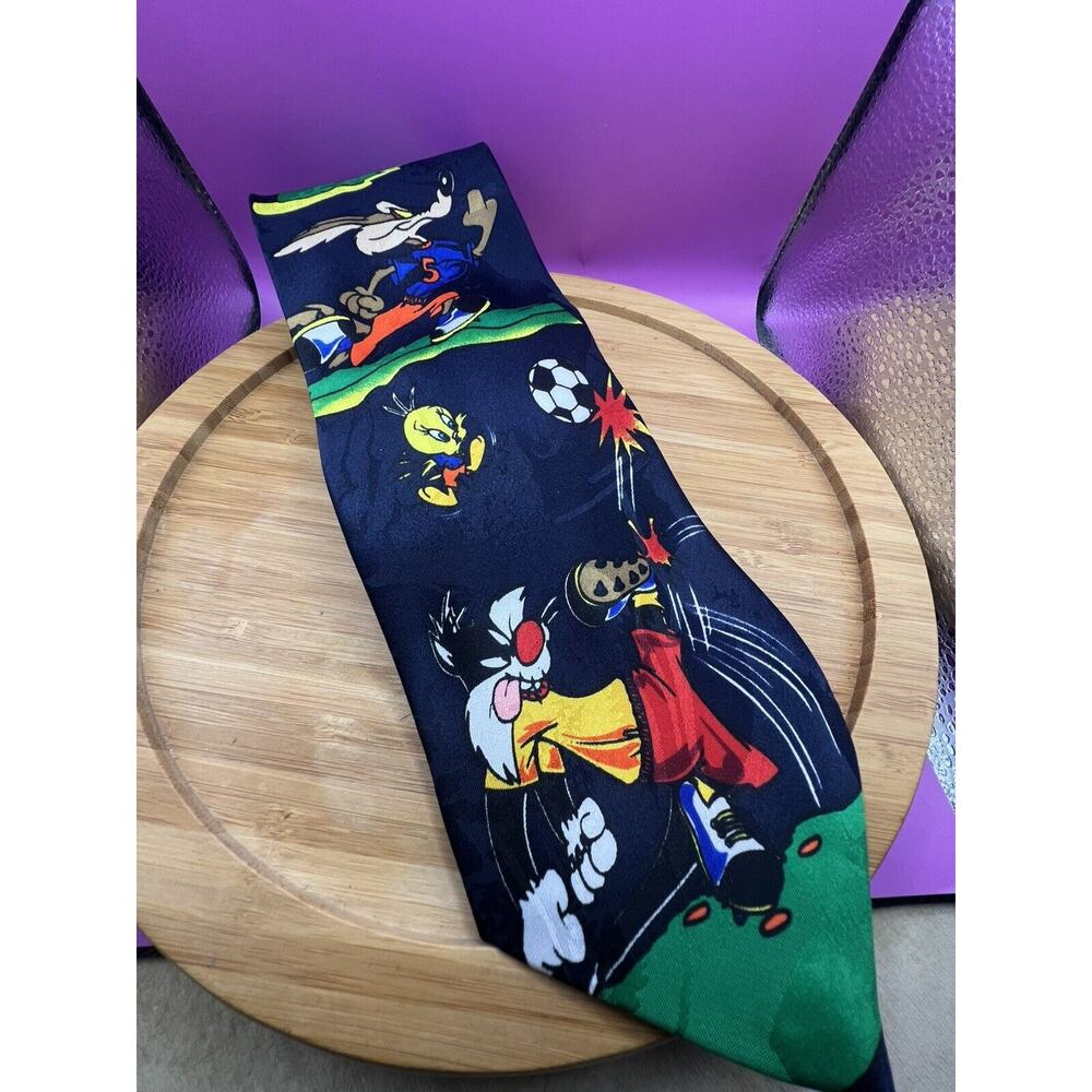 🔥RARE 1995 Looney Tunes Tie Soccer Sylvester Tweety Coyote‎ Yosemite Sam